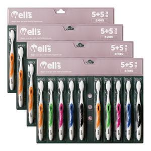 웰스 화이트 초극세모 5+5 4개 (총40개입) 일반 성인 대형 데일리칫솔