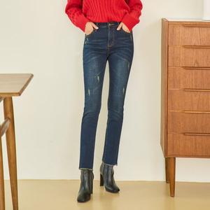 [진마니아]블루 허리스판 위빙기모 내추럴컷팅 일자 데님