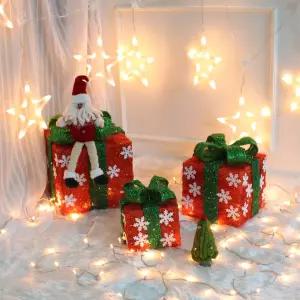 크리스마스 3p 눈꽃 레드 선물상자세트 인테리어 장식