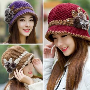 꽃 벙거지모자 겨울 방한 여성 비니 털 외출 모자 엄마 할머니 중년여성