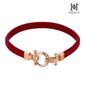 14K 프레클 한줄 가죽팔찌 1타입 (레드)