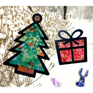 맘아트 DIY 티슈페이퍼 썬캐쳐 만들기 2종 키트 습자지 봄 여름 가을 겨울 캠핑 만들기