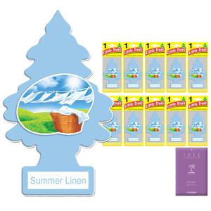 SJ 리틀트리 종이방향제 섬머린넨 10p + 아로마 스퀘어 차량용 방향제 자동차 트리 썸머린넨