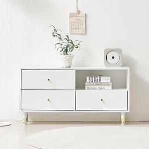 [케어퍼니처]소디 3단 서랍 미니 거실장 1000 높은 티비다이 오픈 선반 원룸 화이트 장식장