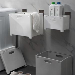 벽에 부착이 가능한 접이식 빨래바구니 네모바구니