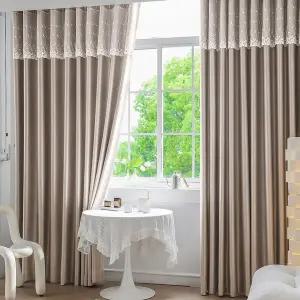 [지나송]하우스 암막커튼 중형(340230)커튼2장+봉+진주장식 볼로프 포함