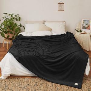[라이크홈][오코텍스 인증] 라이크홈 따듯한 솔리드 극세사 무릎 담요 특대형 팬텀블랙