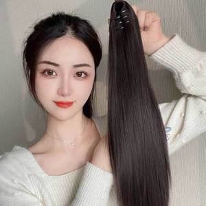 긴 생머리 포니테일 가발 묶음머리 집게 붙임머리 집게핀 부분