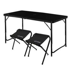 칼루스 접이식 3단 대형 테이블 블랙 1200mm+의자 2개 피크닉 나들이 낚시 야외 좌식 폴딩