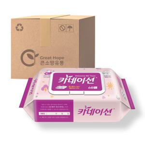 카네이션 물티슈 60매 캡형 (엠보싱) 10팩