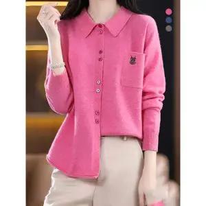 [하프클럽/]로얄 가디건형  카라 니트탑