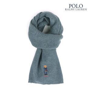 [폴로] 랄프로렌 데님 진 베어 자수 울 머플러 블루헤더 PC1269-402