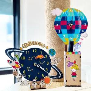 우드 탁상 시계 만들기 diy 연필 꽂이 공예 미술 학습 수업 교구 무브먼트 반제품