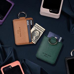 비유어산타 보스코&비앙코 갤럭시 Z플립5 케이스 이태리 비건가죽 힌지보호 카드수납 링