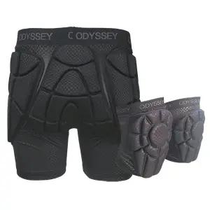 [오딧세이] 스키 / 스노우 보드 RB 라이더 엉덩이 + 무릎 보호대 세트 블랙