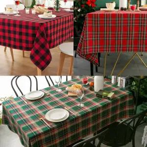 크리스마스 테이블보 식탁보 커버 원형 4인용 체크무늬 감성 홈파티 성탄절 카페 겨울 캠핑