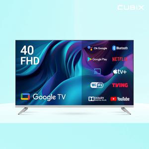 [으뜸효율]큐빅스 101cm 40인치 화이트에디션 스마트TV FHD LED 구글티비 안드로이드 에너지1등급 스탠드형 벽걸이형