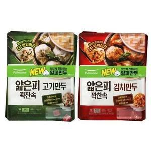 풀무원 얇은피 만두 4봉(고기 400gx2+김치 400gx2) 엄마손 자취 혼밥 간식 홈파티 생일 야식 술안주 400g
