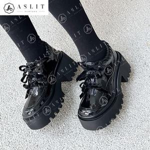 [애슬릿] 키높이 통굽 8cm 블랙 트리플 리본 로퍼