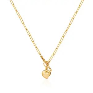 14K 멜팅 하트 토글바 클립체인 목걸이 MON40254