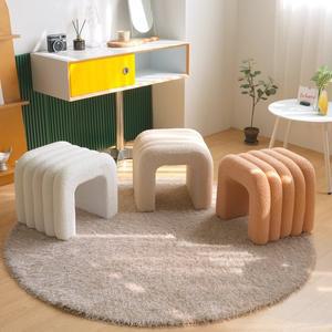 [체어팩토리]보우 스툴 화장대 부클레 패브릭 스툴 의자 편안한 스툴 미니 의자