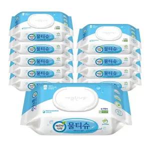[깨끗한나라] 물티슈 페퍼민트 블루 캡형 70매X10입[34515167]