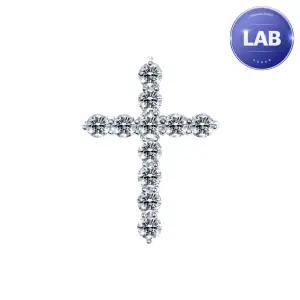 [한국금다이아몬드] 14K 랩 다이아몬드 1부 랩그로운 십자가 펜던트