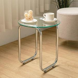 [체어팩토리]미니 강화유리 메탈 원형 사이드테이블