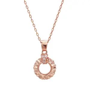 18K 목걸이 체인 레이어드 스톤 컷팅 라운드