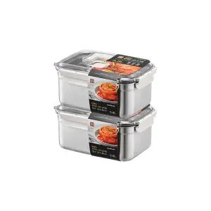 (2개세트)NEW 숨쉬는 스텐 김치통 직사각 3L (LST829BS2)