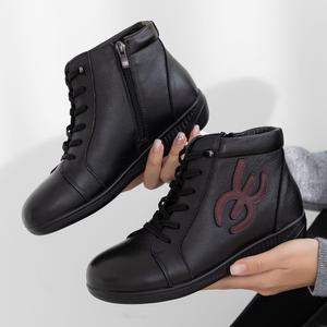 천연소가죽 기모안감 켈루 밴드스트링 앵클부츠