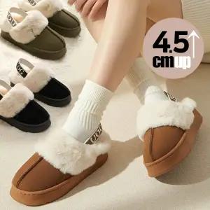 여성 밴딩 키높이 4.5cm 통굽 털슬리퍼 겨울 슬리퍼 털신발 APT