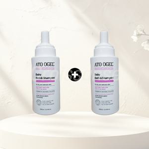 [1+1] 아토오겔 베이비 바스앤샴푸 펌프형 무색소 약산성 300ml 2개