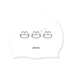 피닉스 PSC-03 디자인 실리콘 수영모 냥냥웨이브 화이트