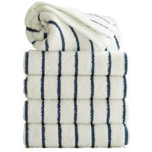 타월톡톡 국내생산100% 세면타월 190g 트렌드한 시크라인 수건, 네이비, 5개 on