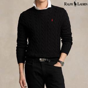 폴로랄프로렌 남성 코튼 케이블 니트 스웨터 블랙 710775885-012