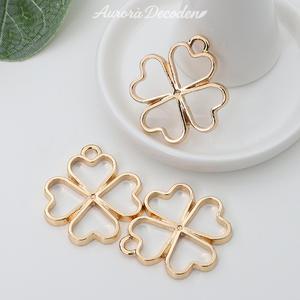네잎클로버 잎 금속 프레임 레진 아트 공예 재료 R258