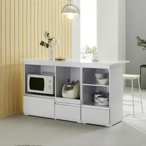 홈스빌 셀리 서랍형 홈바 아일랜드식탁 수납 렌지대 밥솥 조리 1500 1200 (대리석상판추가)