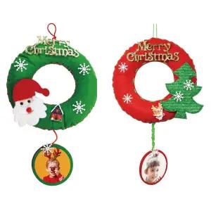 만들기 성탄절 DIY 리스 소품장식 1p 크리스마스 펠트 원형 현관 방문 벽 초록 유치원