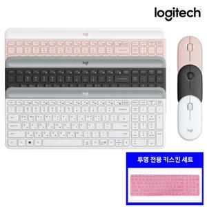 로지텍 코리아 정품 MK470 슬림 무선 콤보 키보드 마우스+키스킨 세트 한글 자판