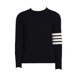 Thom Browne Baby Cable Rib Cotton 4-Bar Crew Neck Pullover Navy 톰브라운 베이비 케이블 립 코튼 사선