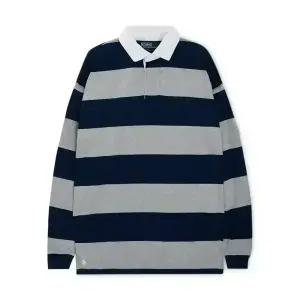 폴로랄프로렌 남성 빅핏 스트라이프 럭비 카라 블루/그레이 긴팔티 710965471 002
