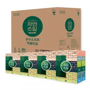 자연쓰임 천연펄프 순수소프트 미용티슈 280매 6입 4개 , 1박스
