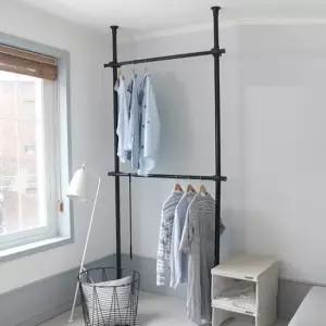 다용도걸이 부착 벽걸이 봉 천장 설치형 의류 행거 블랙화이트컬러행거 설치하기쉬운행거