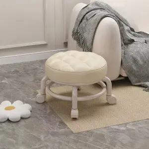 보조의자 스툴 발받침 작업 청소 원형 무소음 이동식 회전 쿠션 바퀴의자 라운드 거실 베란다