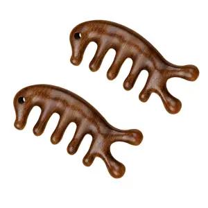 나무 두피괄사 바디 마사지기 괄사 머리빗 2P