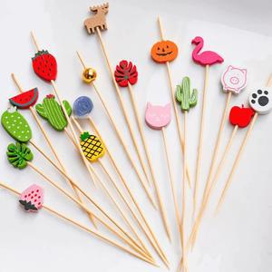 꼬치 디저트 캐릭터 장식용 도구 빨대 우산형 호박 일회용 대나무 트리 데코