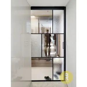 [바른도어]21번 원슬라이딩중문 유리분할형 블랙 브론즈+아쿠아강화유리