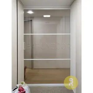 [바른도어]19번 원슬라이딩중문 띠분할형 화이트 브론즈강화유리