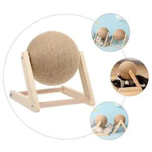 고양이 스트레스 해소 스크래쳐 볼 삼베 로프 냥이 스크래치 패드 원목 회전식 놀이 장난감